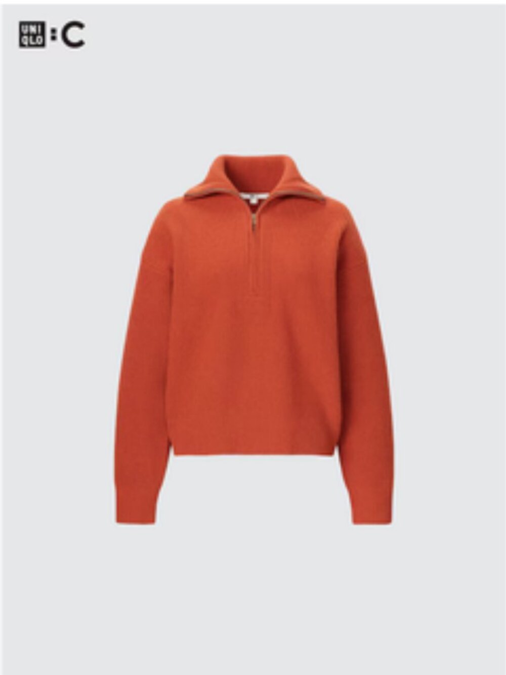 Uniqlo: C  Quarter-zip Wool Sweater Size M Orange